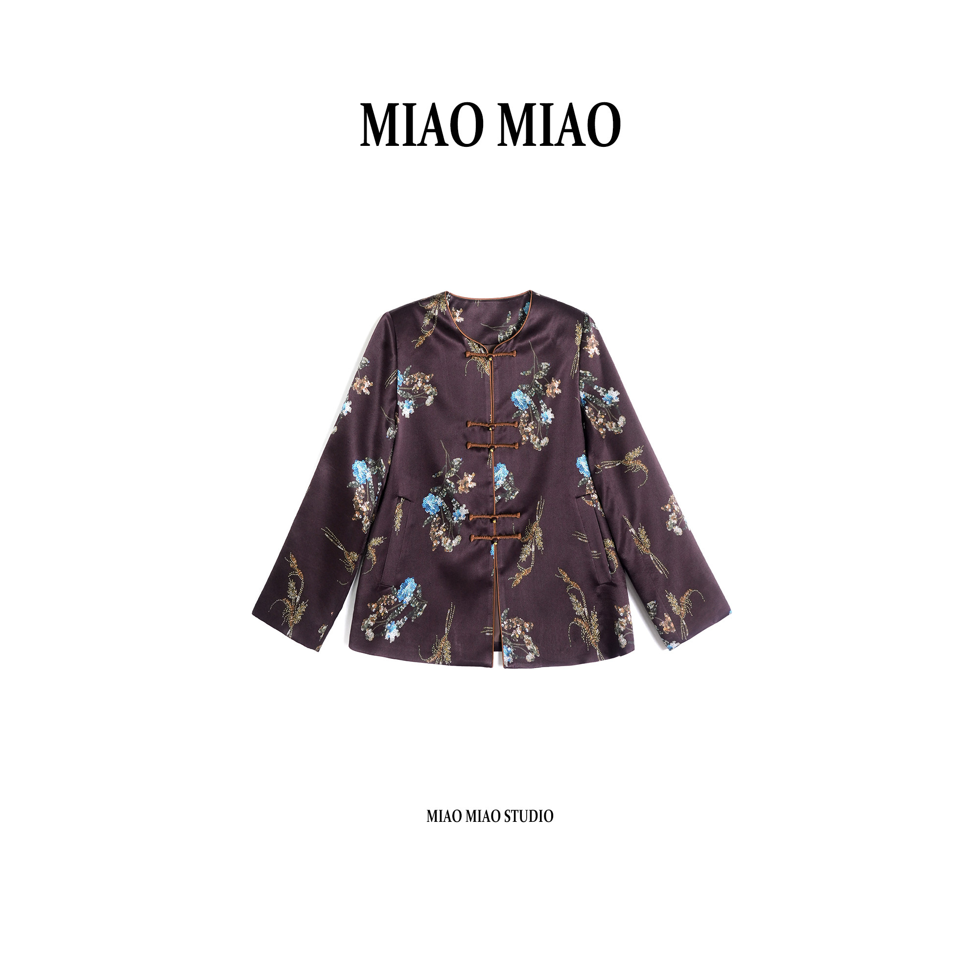 【花展】徐淼淼国风重缎香云纱莨绸绣花桑蚕丝中式上衣外套R1850