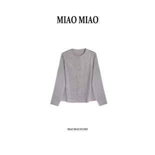 【姝影】徐淼淼早春新款冠乐绉桑蚕丝国风新中式方格上衣XK1892