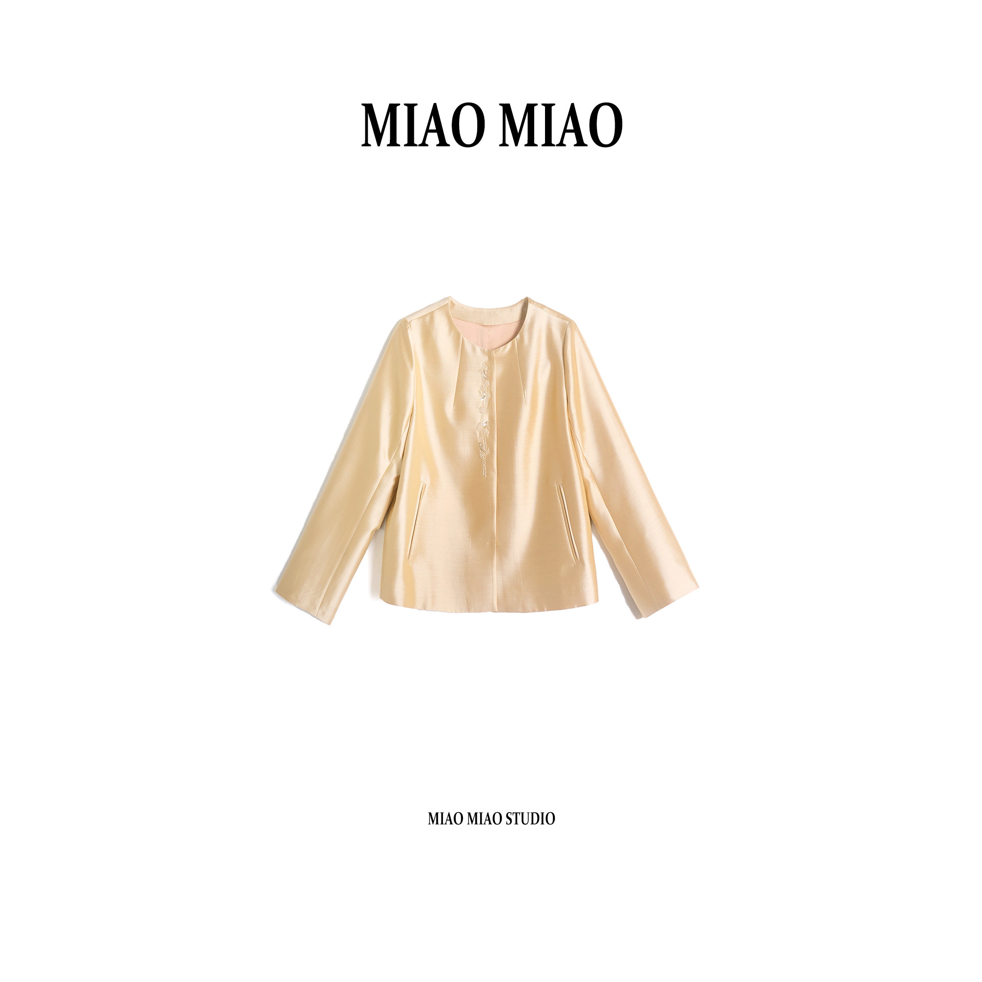 【梵逸】徐淼淼早春国风手工绣珠丝毛时尚气质新款轻奢外套K1948