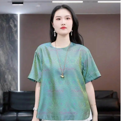 【安珩】徐淼淼春夏'悠然南山'新中式非遗浮光罗桑蚕丝上衣ZU2355