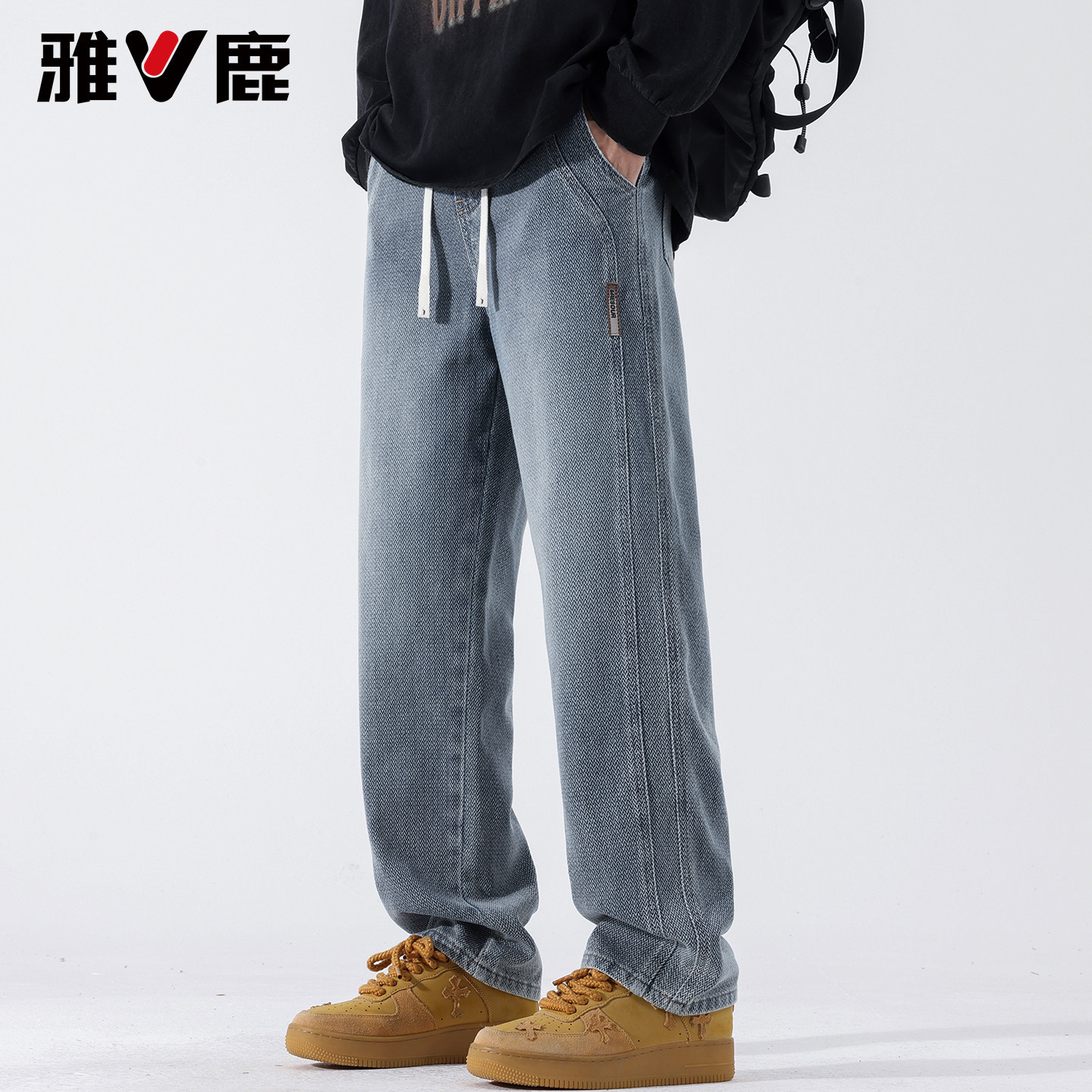 雅鹿2026秋冬季新款宽松星空纹牛仔裤男青年时尚潮牌加厚加绒长裤,男装,牛仔裤,淘宝优惠券,粉丝福利购,淘宝优惠卷