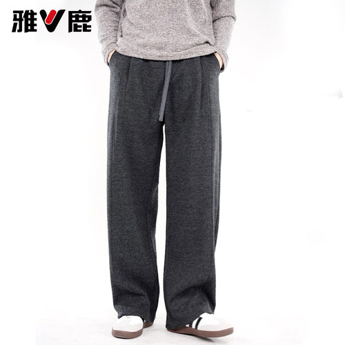 雅鹿卫裤男纹理高级感美式休闲裤