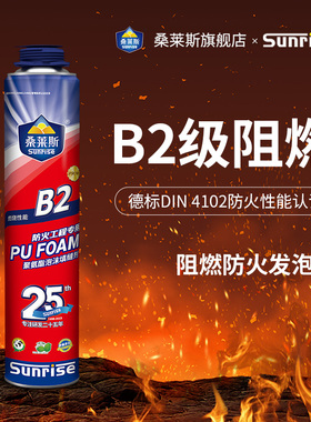 桑莱斯B2阻燃发泡胶填缝剂防水防火耐高温门窗填充膨胀补漏泡沫胶