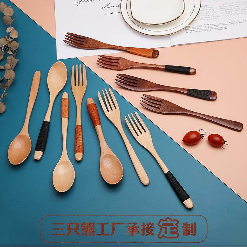爆款中式荷木勺子叉子创意绕线防滑家用楠木叉甜品布丁勺餐具直销,餐饮具,调羹/饭勺,淘宝优惠券,粉丝福利购,淘宝优惠卷