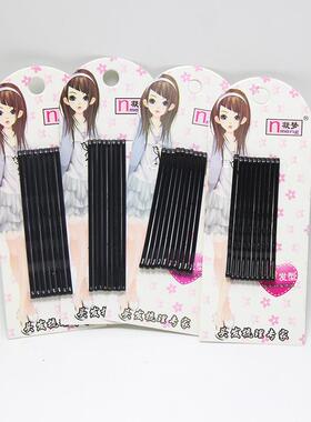 爆款盒装小卡波浪美发夹发饰盘发一字夹黑色bb夹直板烤漆发卡