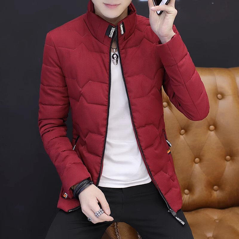 冬季外套男士立领棉衣韩版潮本命年红色袄子短款加厚保暖羽绒棉服