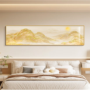 日照金山卧室床头装饰画现代高级感东墙背有靠山壁画客厅聚财挂画