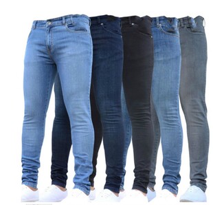 Men Classic Jeans Straight Slim Fit Pants man 小脚牛仔长裤男