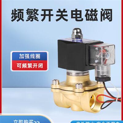 常闭电磁阀220v24v控制水阀密封线圈12v4分6分管道电子开关阀门