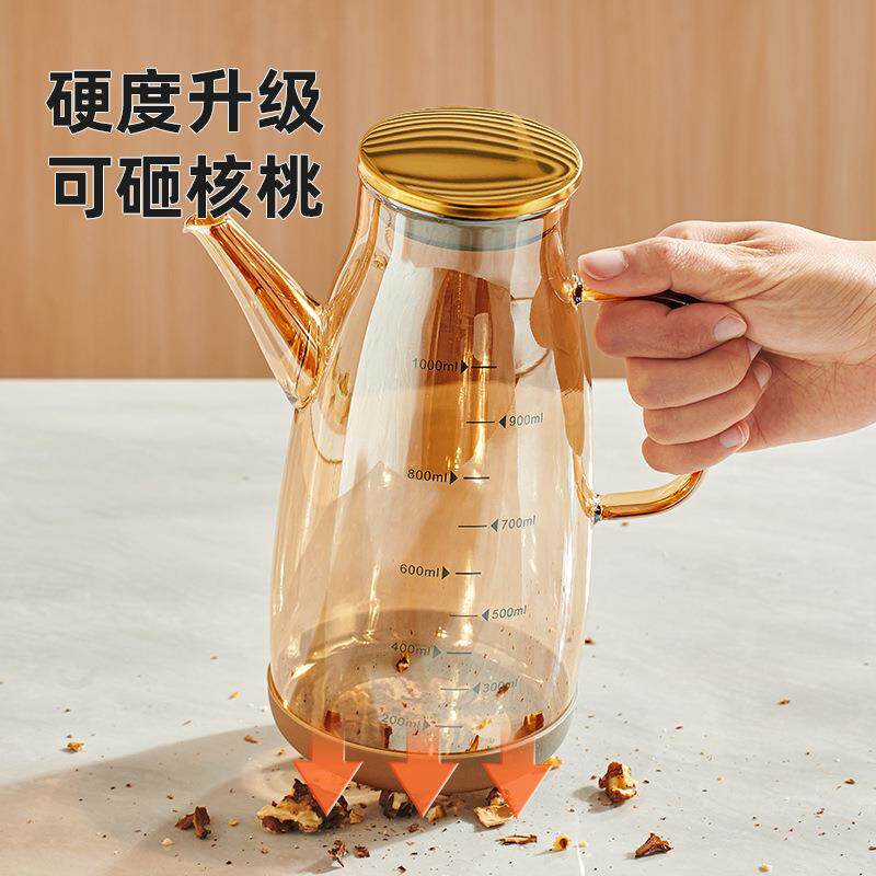 油壶家用厨房高硼硅加厚玻璃油瓶大口径不挂油防漏带盖透明油醋罐