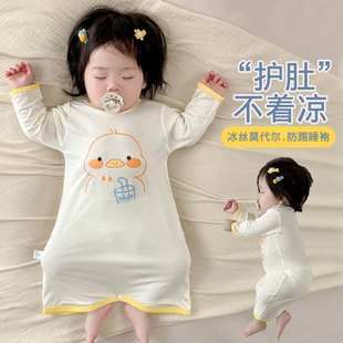 婴儿睡袍夏季薄款莫代尔连体衣服宝宝80码夏天空调服a类睡衣睡裙