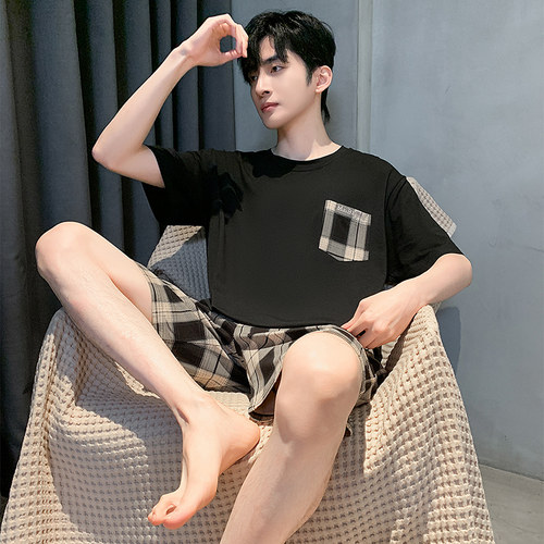 睡衣男士夏季短袖莫代尔冰丝薄款夏天青少年夏款可外穿家居服套装