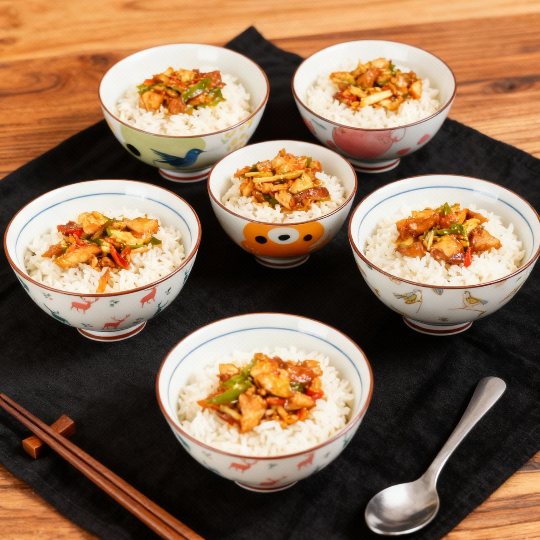 日式和风陶瓷碗食品级釉下彩家用饭碗5只装礼盒餐具乔迁礼品碗