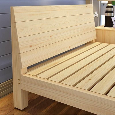 高脚松木床1.5米午睡床硬板床原木色木头床1.9米主卧床单人床拼装