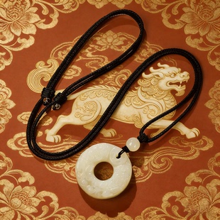 天然正品和田玉平安扣吊坠双面雕刻貔貅挂件玉石玉坠玉佩白玉项链