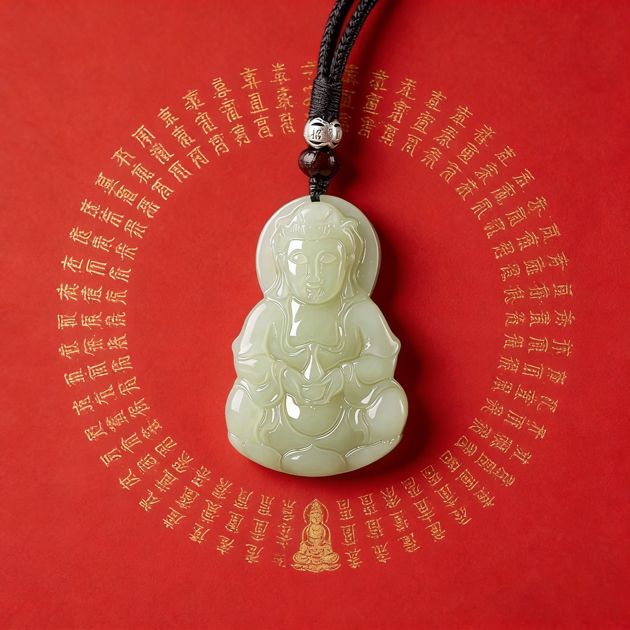 天然正品和田玉观音吊坠本命年白玉观音菩萨挂件玉石玉坠玉佩礼物