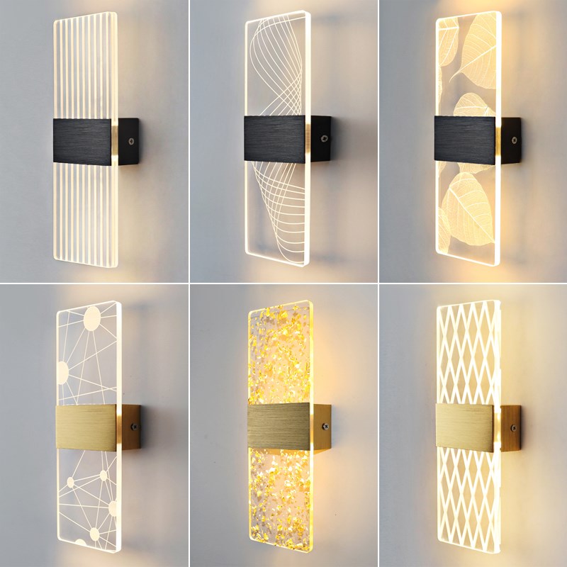 极简轻奢ledj灯床头卧室过道背景墙现代北欧创意简约装饰羽毛壁灯