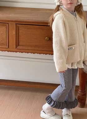 2024春秋季新款女q童卷边中小童外穿纯色运动裤630015