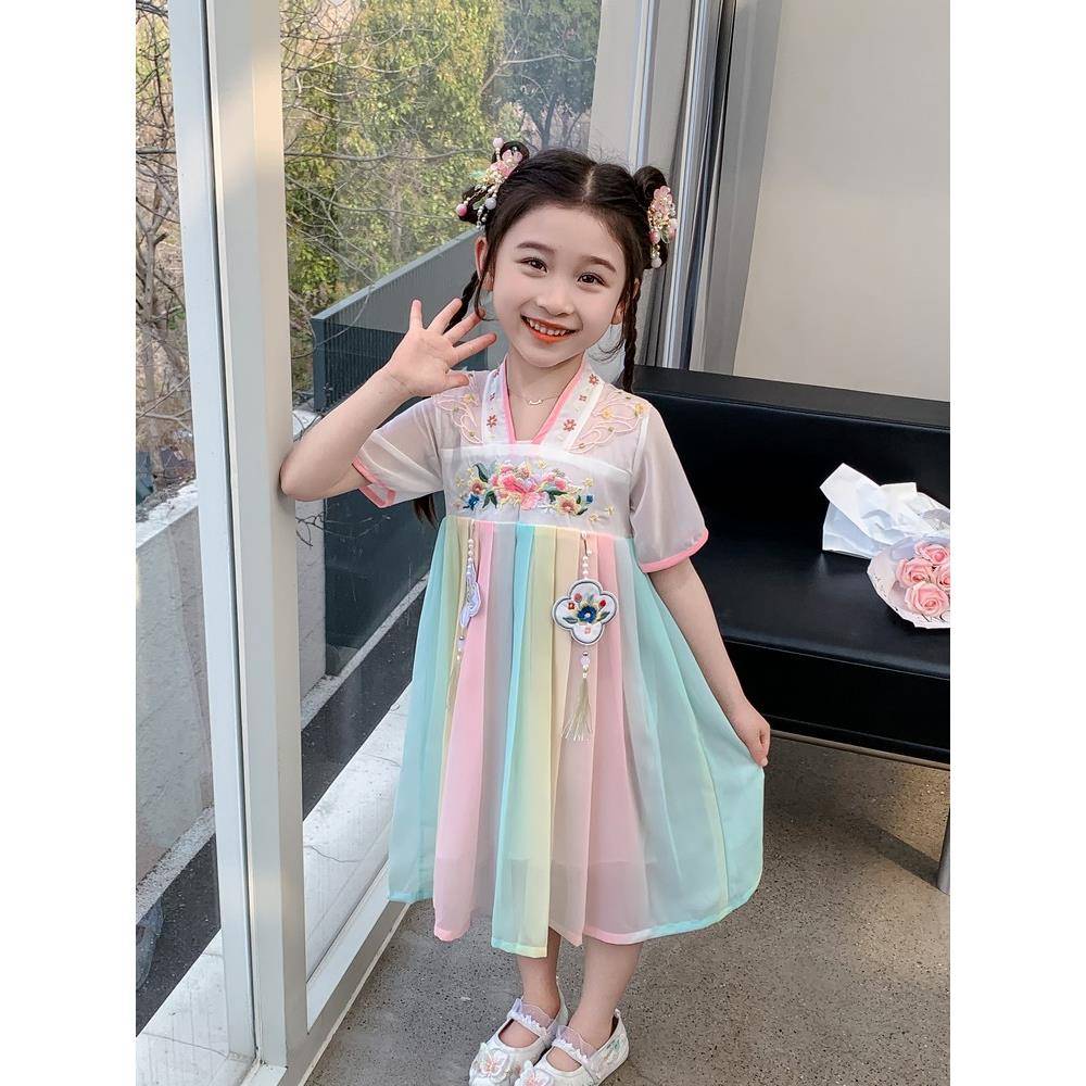 女童汉服连衣裙夏装改良中国风儿童超仙裙子宝宝古装国风公主裙夏