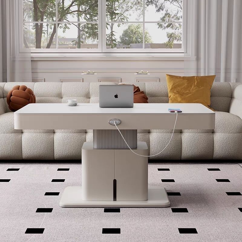 茶几客厅2024新款智能语音升降茶几餐桌两用岩板小户型实木茶几桌