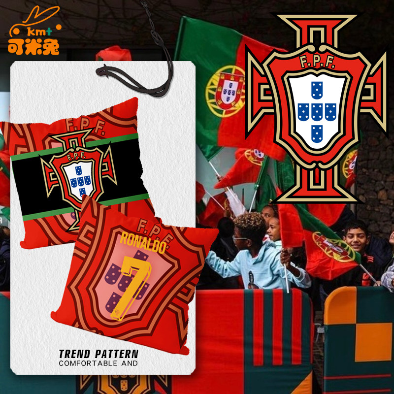 2024欧洲杯葡萄牙队C罗足球抱枕办公室腰枕汽车靠垫床头沙发靠枕