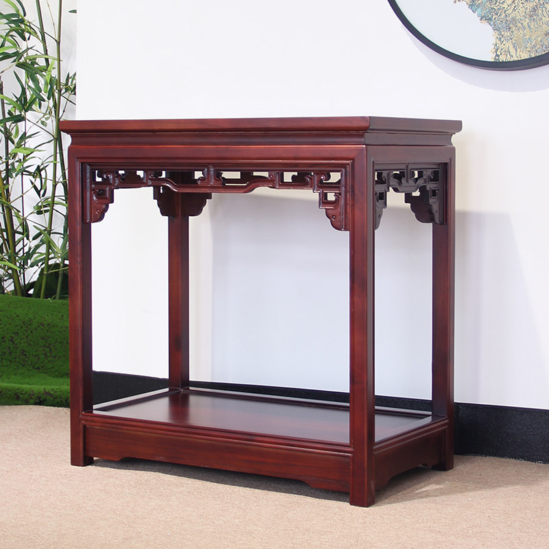 新中式盆景架全实木花架榆木奇石置物架客厅艺术品底座长方形桌子