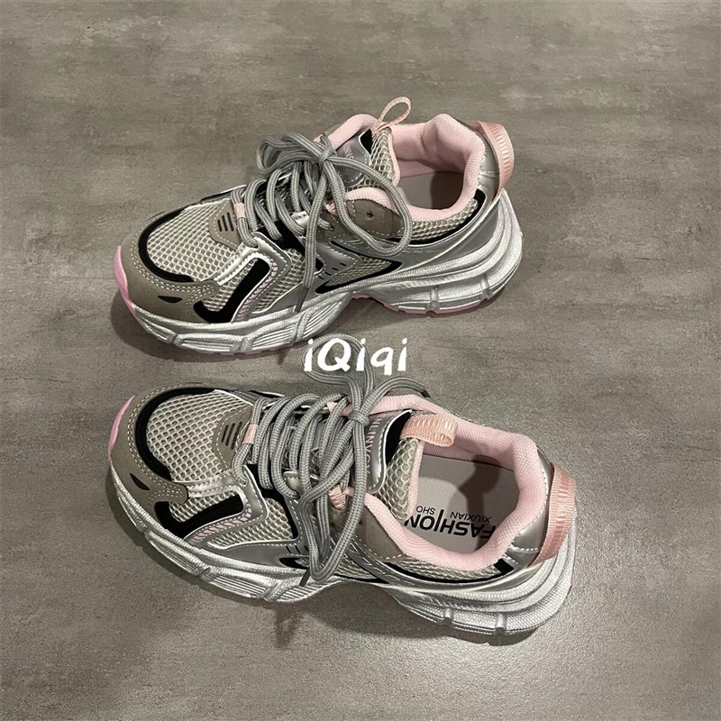 七七主人b家 老爹鞋2024夏季透气鞋子女港风增高运动鞋女学生百搭