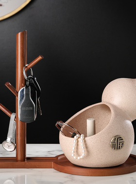 新中式玄关钥匙收纳葫芦摆件进门门口入户陶瓷鞋柜客厅家居装饰品