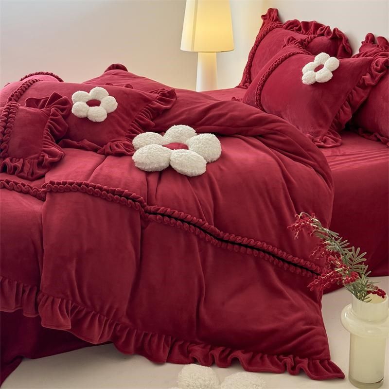 可爱冬季婚庆f 四件套牛奶绒结婚礼轻奢保暖秋冬天超柔床上用品,床上用品,婚庆床品套件,淘宝优惠券,粉丝福利购,淘宝优惠卷
