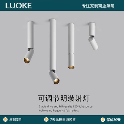 led圆柱形明装射灯加长筒灯可调角度吸顶式背景墙餐厅创意吧台灯