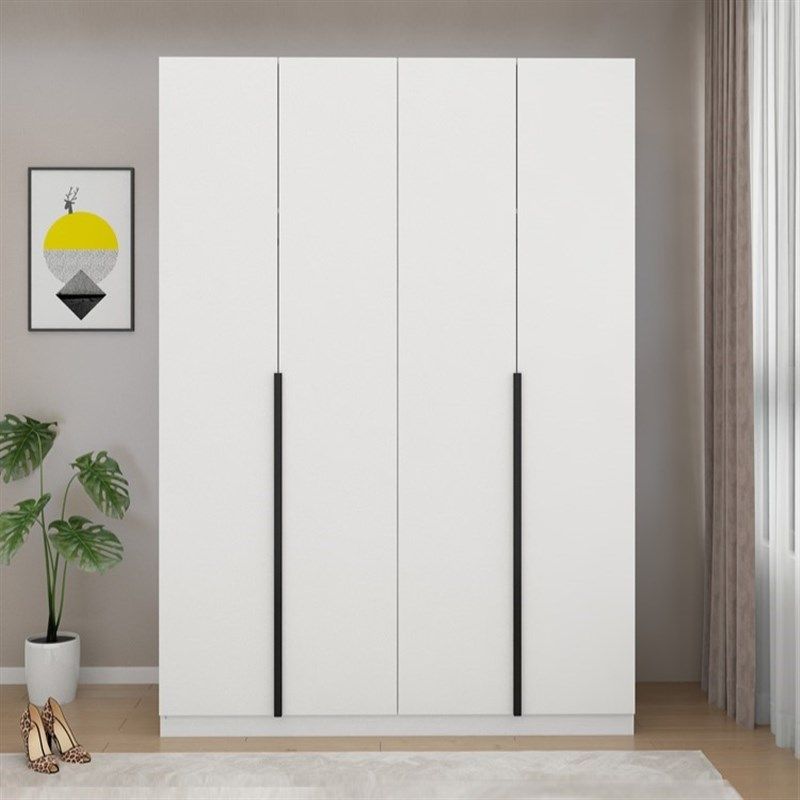 定制开门衣柜家用卧室4门5门实木平开白色储物柜简约现代6门衣柜