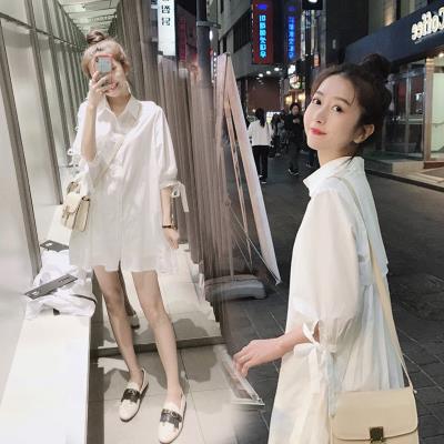 上衣2020新款 夏裝 寬A松白色襯衫 孕婦春裝 夏天孕婦連衣裙子中長