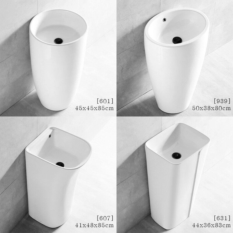 简约陶瓷立柱盆卫生间立式洗脸盆一体落I地式洗手盘阳台小水池方