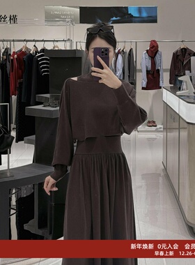 ariosee艾诺丝槿官方旗舰店2025冬新款蝙蝠袖两件套针织衫W167158