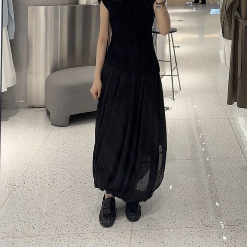 夏新款黑色A字半身腰裙女