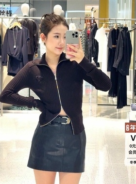 ariosee艾诺丝槿官方旗舰店正品2025秋冬款拉链针织开衫AR803115