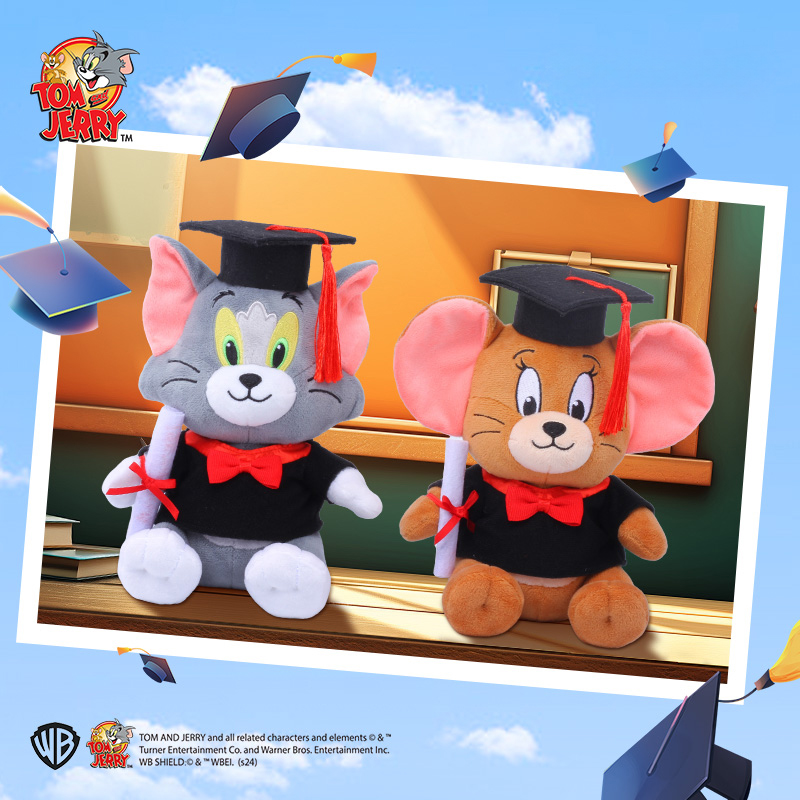 猫和老鼠正版周边Jerry毛绒公仔Tom摆件毕业款礼物公仔可爱玩偶