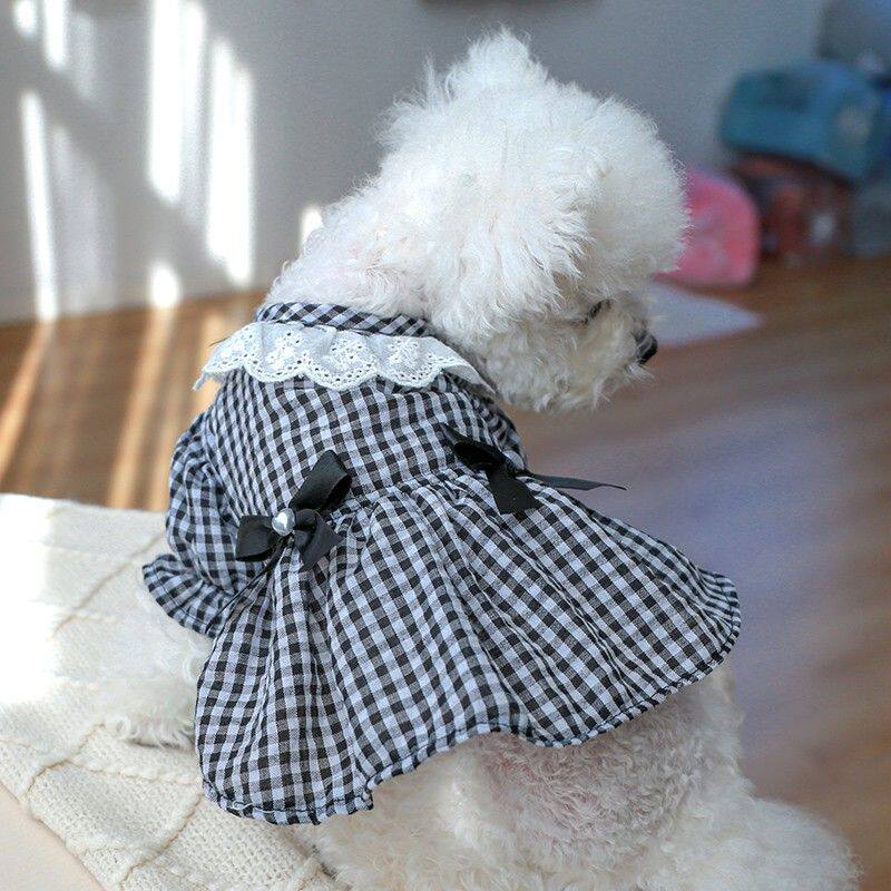 宠物春夏薄款公主爱心珍珠连衣裙比熊博美泰迪狗狗衣服