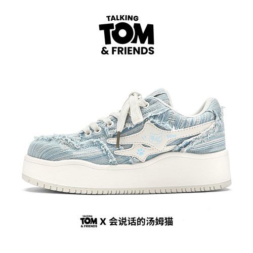 汤姆猫情侣牛仔板鞋厚底增高鞋