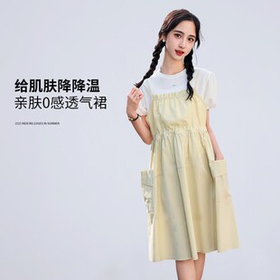 女童背带裙连衣裙夏季大童2025新款假两件公主裙黄色儿童女孩裙子