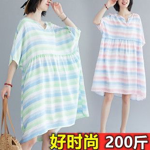 加肥加大码夏装孕妇胖妹妹雪纺连衣裙外穿减龄洋气仙女W裙子200斤