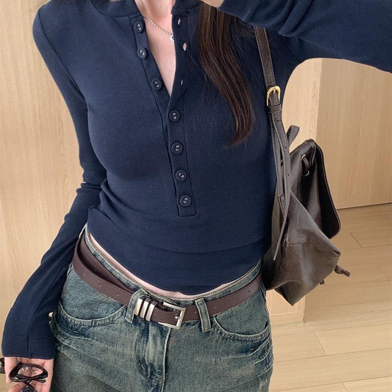 高货纯欲c白色长袖T恤女装秋冬修身高级感设计感内搭打底衫辣妹上