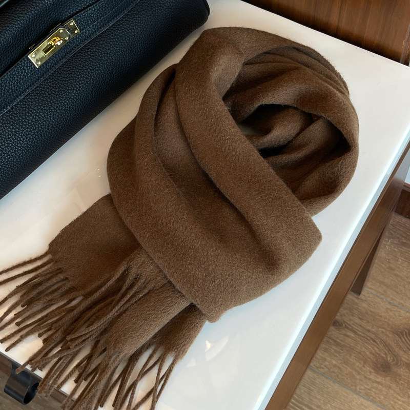 100%纯羊毛围巾女秋冬季长款百搭经典纯色大披肩T保暖男士围脖情