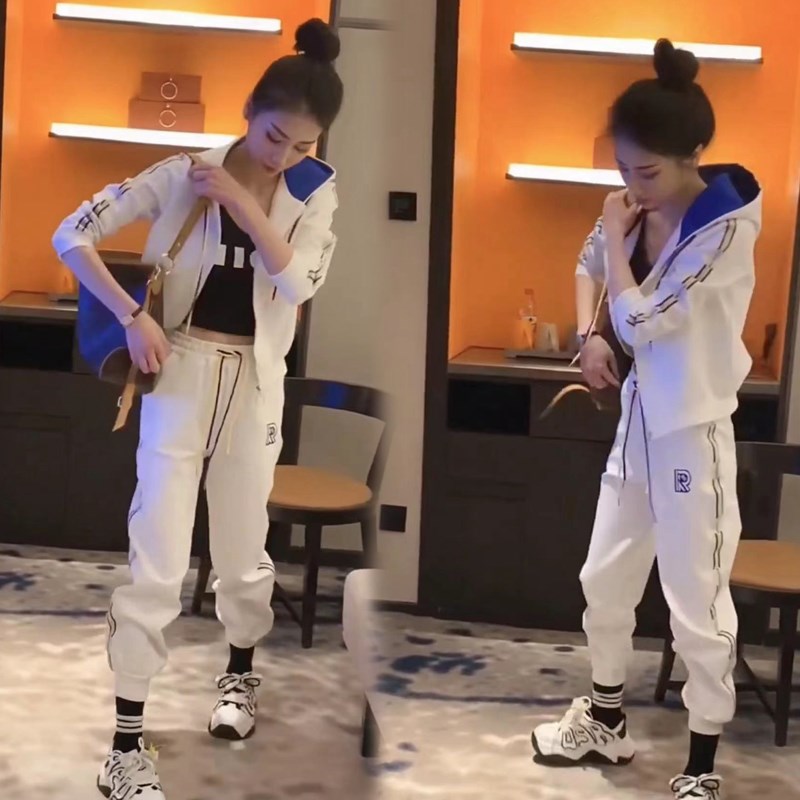 休闲运动服套装女春秋季新款外套时尚韩版宽松卫衣学生跑步两件套