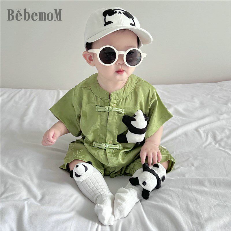 婴儿衣服夏装连体衣薄款哈衣爬服男宝宝中国风满月汉服新生儿服饰