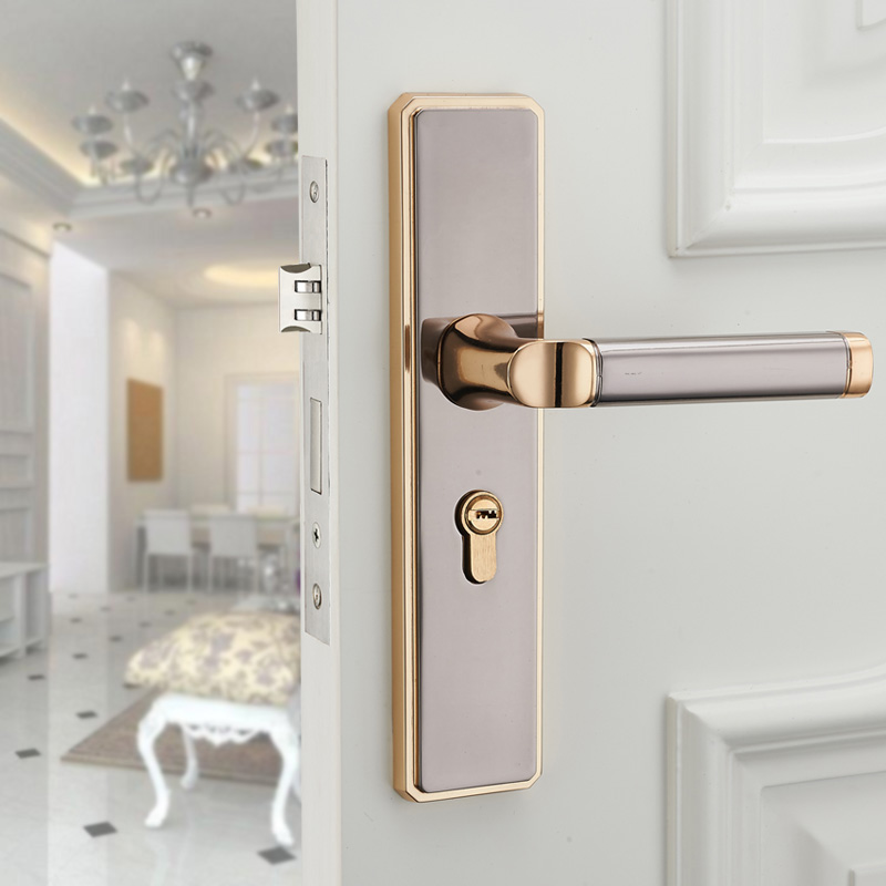 现代简易门锁室内实木门锁卧室锁房门锁把手静音门锁具简欧双锁舌