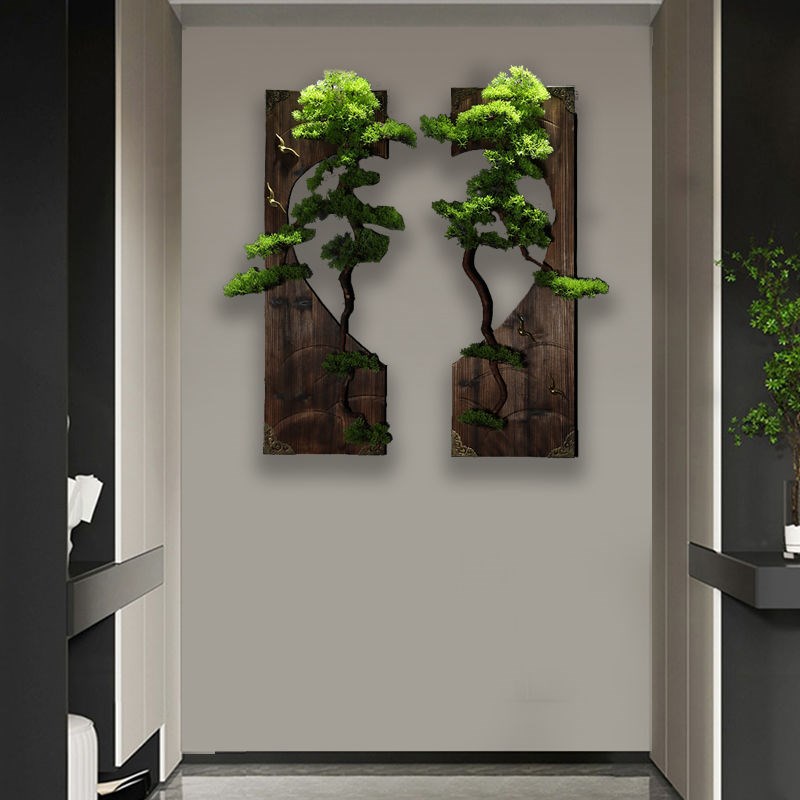 新中式壁饰挂件一对立体木制客厅办公室茶厅结婚酒店背景diy挂墙