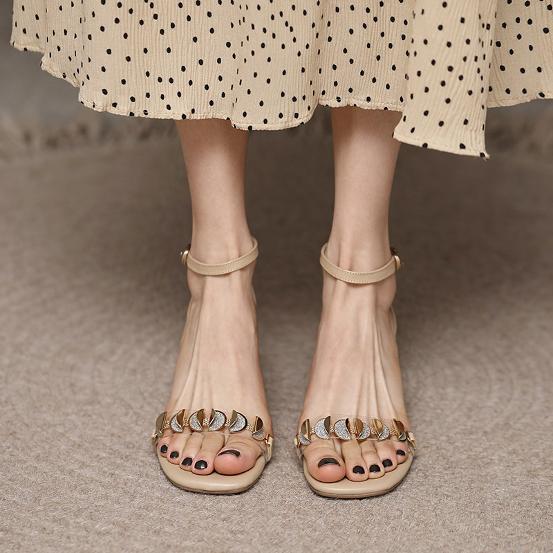 原野气质高跟鞋露趾仙女风一字扣带时E装粗跟凉鞋子女2021夏季新,女鞋,一字带凉鞋,淘宝优惠券,粉丝福利购,淘宝优惠卷