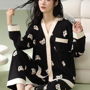 冬 睡衣女春秋款 纯棉长袖 2024年新款 网红风高级感可外穿家居服套装
