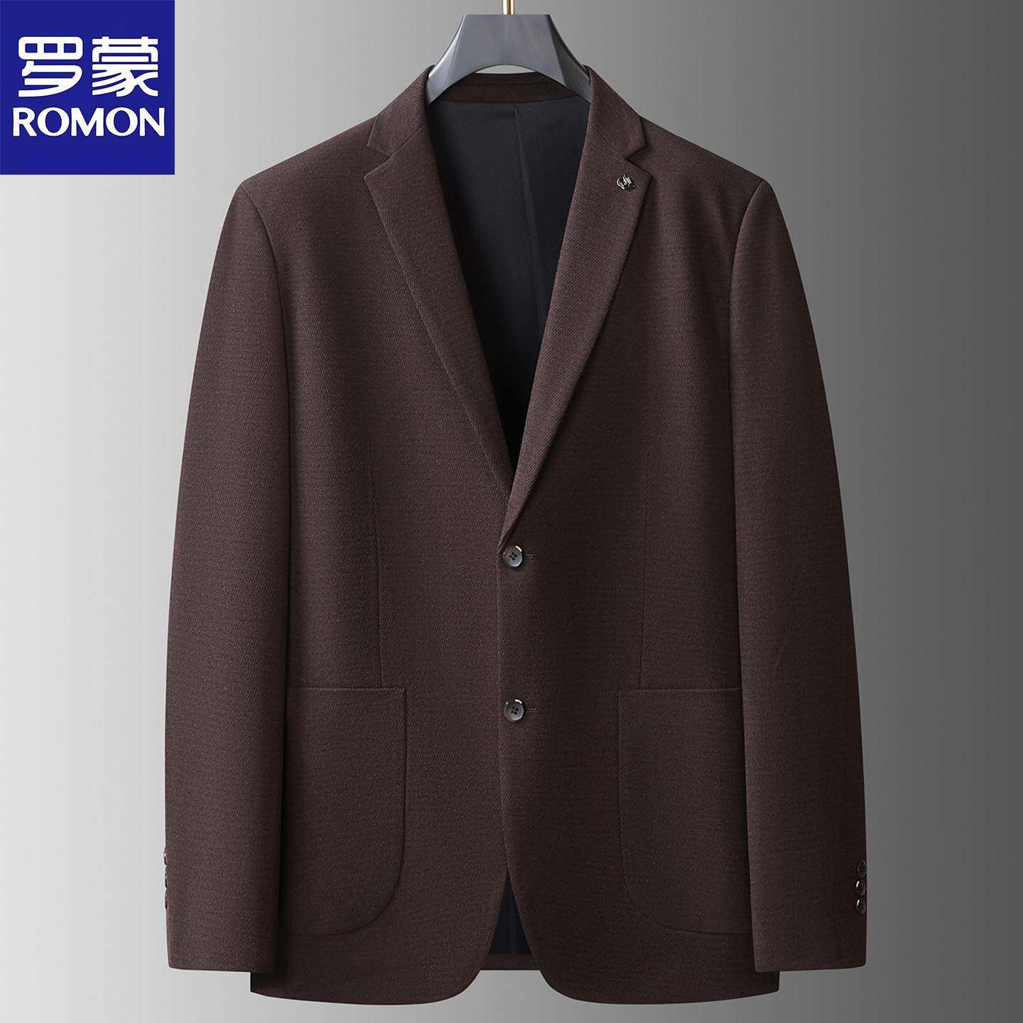 罗蒙春秋加肥加大码男士西服胖子商务休闲爸爸装肥佬免烫西装外套